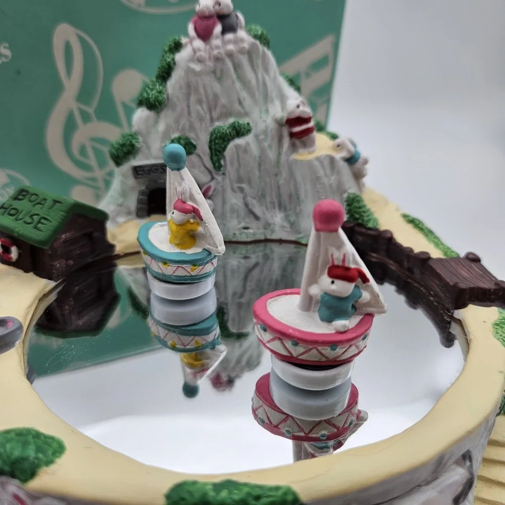 San Francisco Music Box Company Easter Bunny Bay Eggcup Regatta Magnetic Twirly